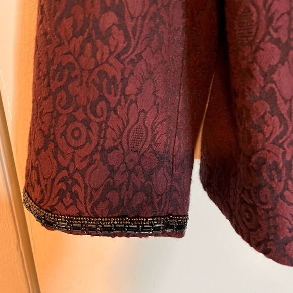 Chico’s Jacket M Purple Jacquard Damask Beaded Open Front Dressy Evening Formal* - Picture 8 of 9